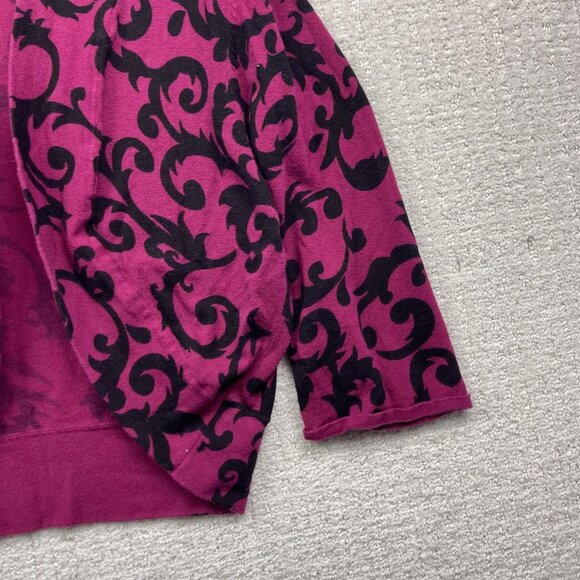 Sharagano Studio Cropped Bolero Cardigan Wom XL Baroque Damask Pink Floral AOP - Picture 3 of 14